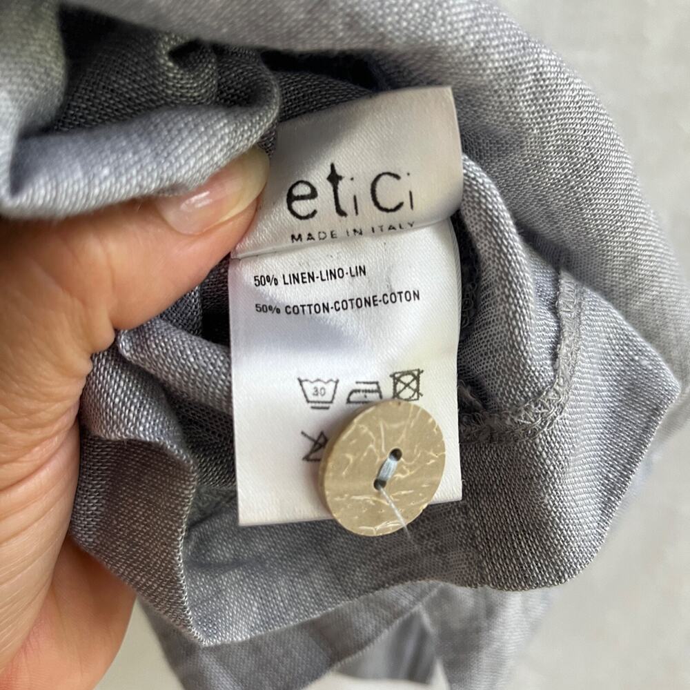 Etici made in Italy gray 100% linen top, straps, wooden buttons closure, size XS - Picture 8 of 8
